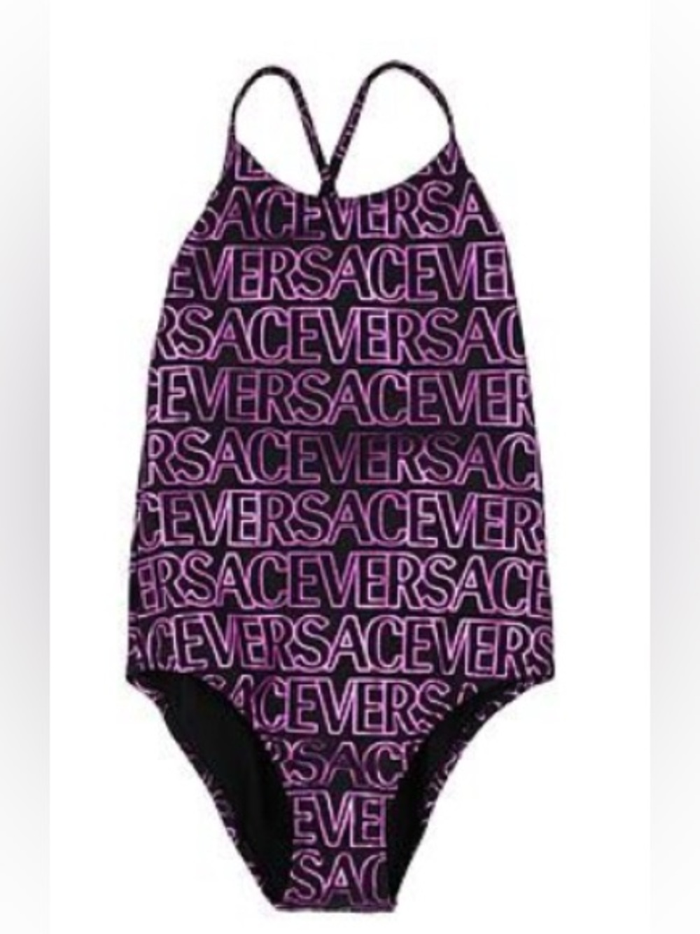 Versace Kids Black and Pink Logo One-Piece